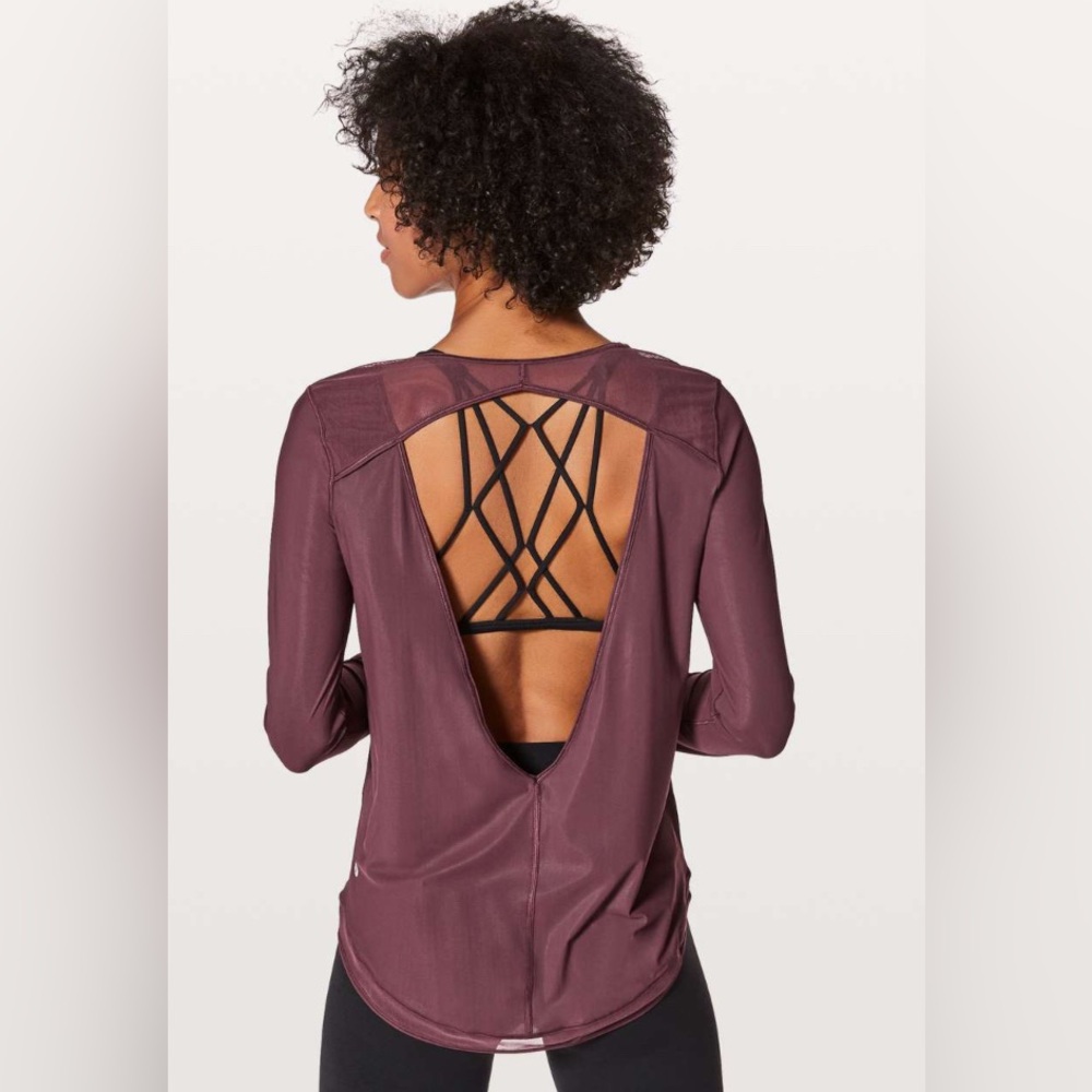 Lululemon Mix and Mesh Long Sleeve in Redwood